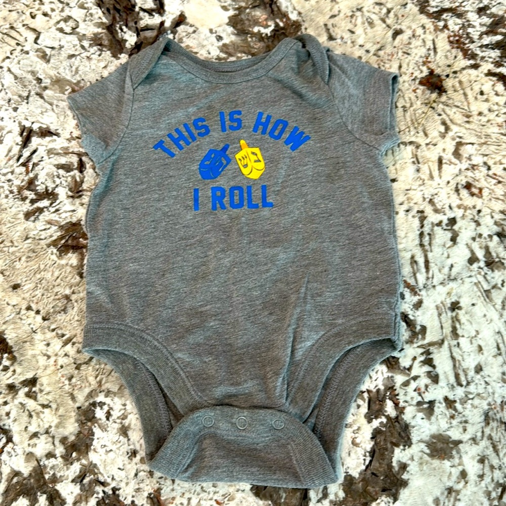 Old Navy Hanukkah, gray onesie